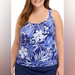 Shapesolver by Penbrooke In My Blues Blouson Tankini Swim Top